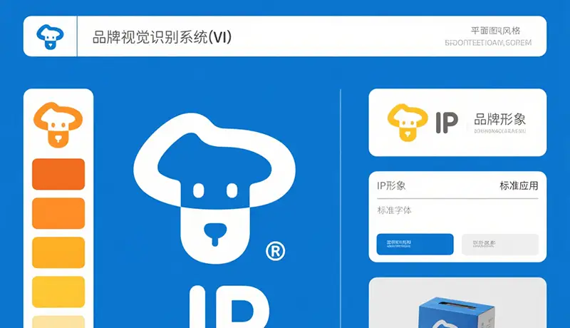 宠物品牌全案设计中的视觉识别系统VI展示，包含Logo、色彩、IP等 