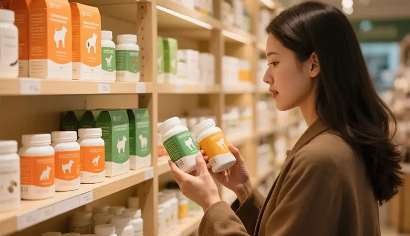 顾客在宠物店内对比挑选不同品类的宠物保健品,凸显包装设计的品类差异化策略。杭州宠物包装设计需考虑线下货架竞争力。