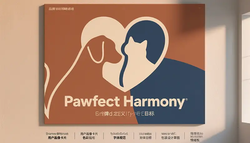 Pawfect Harmony品牌策略墙展示宠物品牌设计公司从市场洞察到视觉定位的系统工作