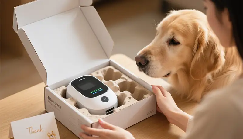宠物包装设计案例:开箱智能投食器的惊喜瞬间,体现品牌对宠物与主人的双重关爱